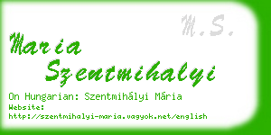 maria szentmihalyi business card